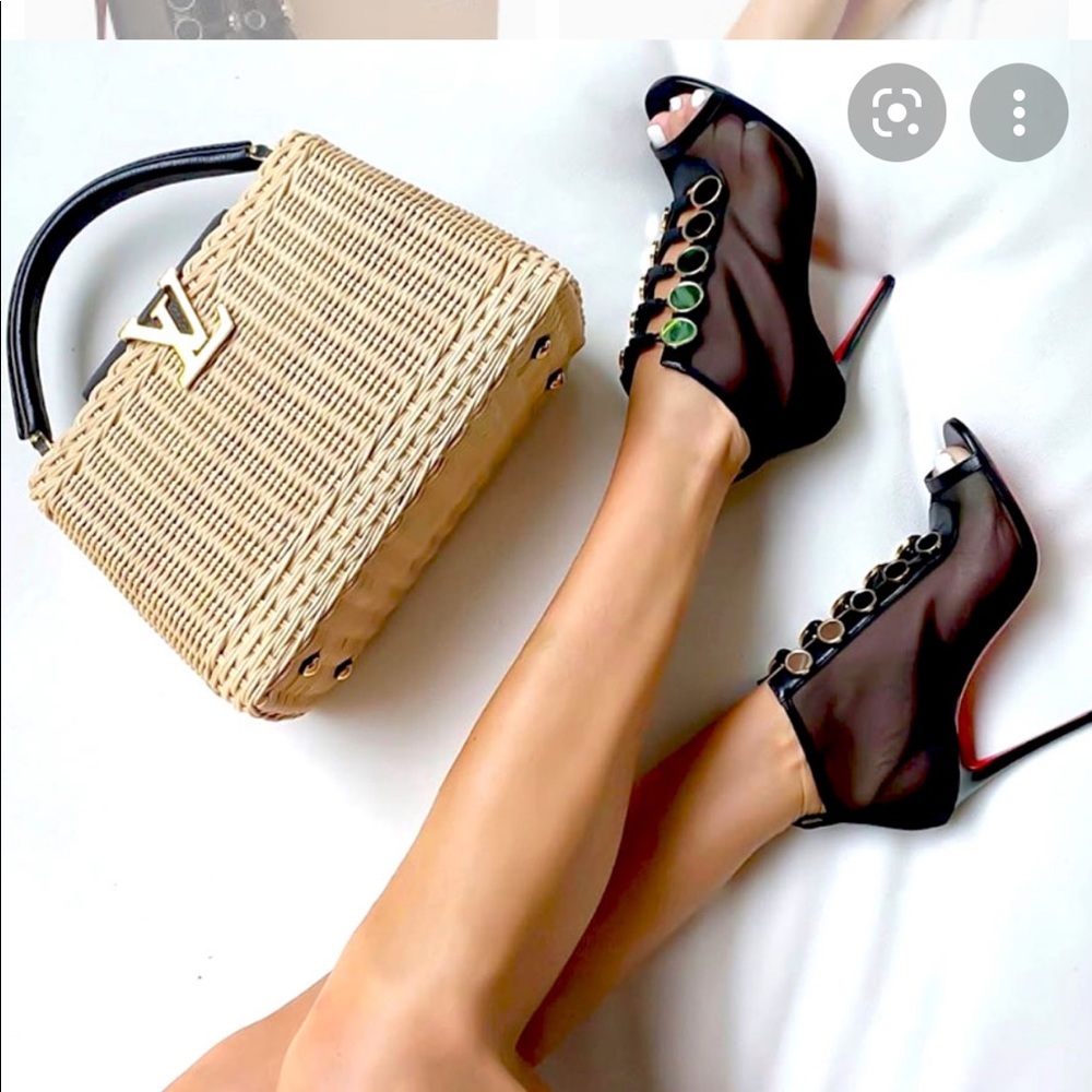 Christian Louboutin Marikate mesh open toe ankle pumps